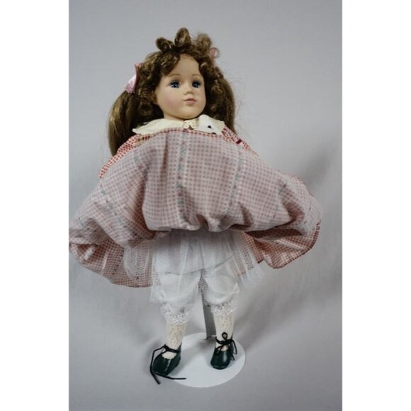 Collectable Memories TERRY Porcelain Doll 16" w/ Bear Checked Dress - Picture 5 of 7